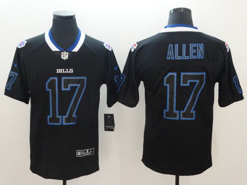 Men Buffalo Bills #17 Allen Nike Lights Out Black Color Rush Limited NFL Jerseys